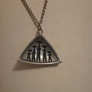 Vintage Swedish Pewter "Family of Five" Pendant - Modernist TENN Hallmarked